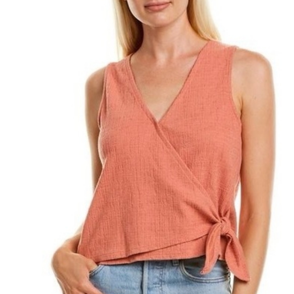 Madewell Texture & Thread V-Neck Wrap Tank Top Terracotta XS